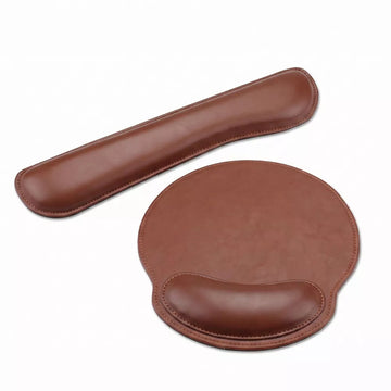 Ergonomic Leather-Look Mouse Pad & Keyboard Wrist Rest 2-Piece Set