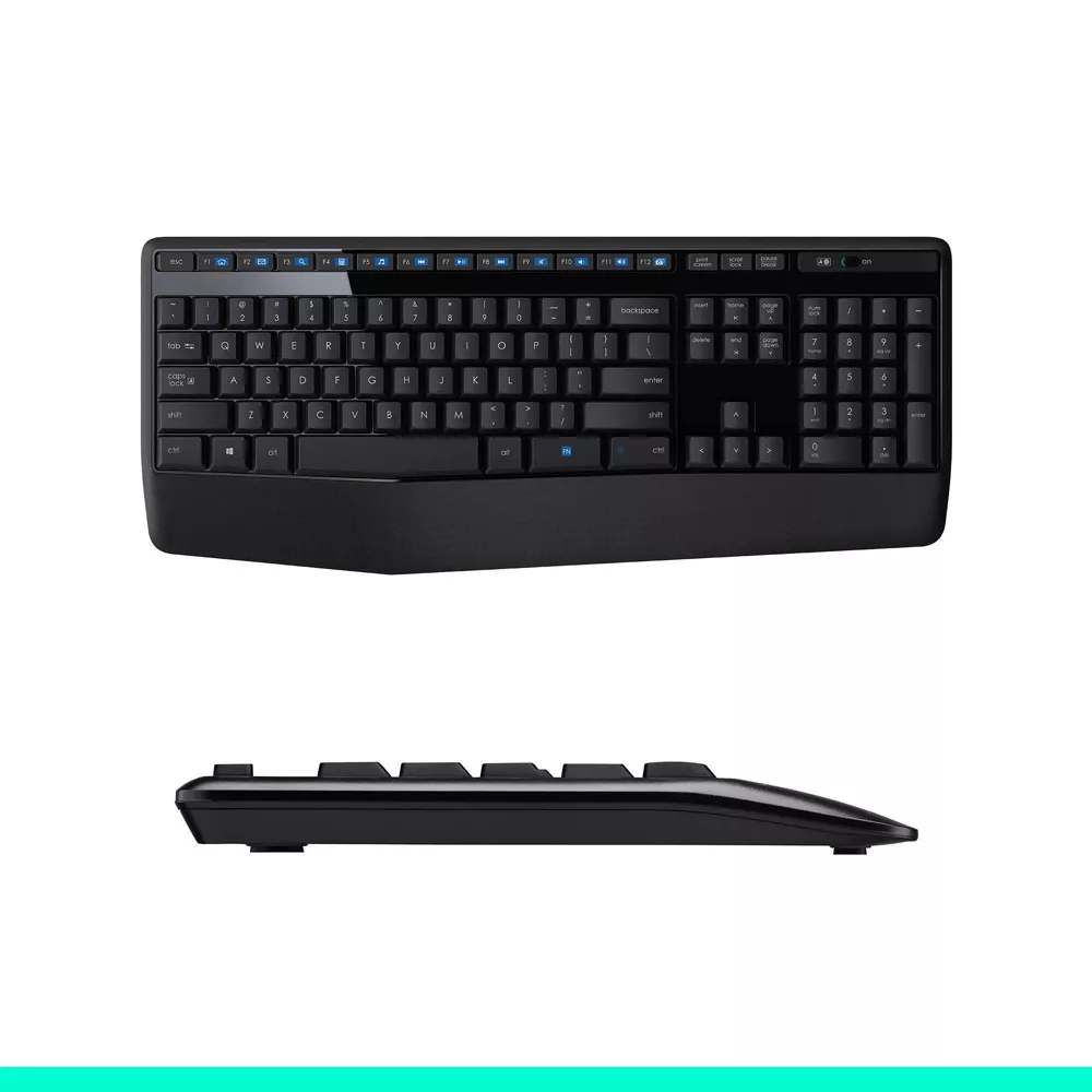 Full Size RF Wireless Keyboard and Mouse Combo with Wrist Rest & Numeric Keypad