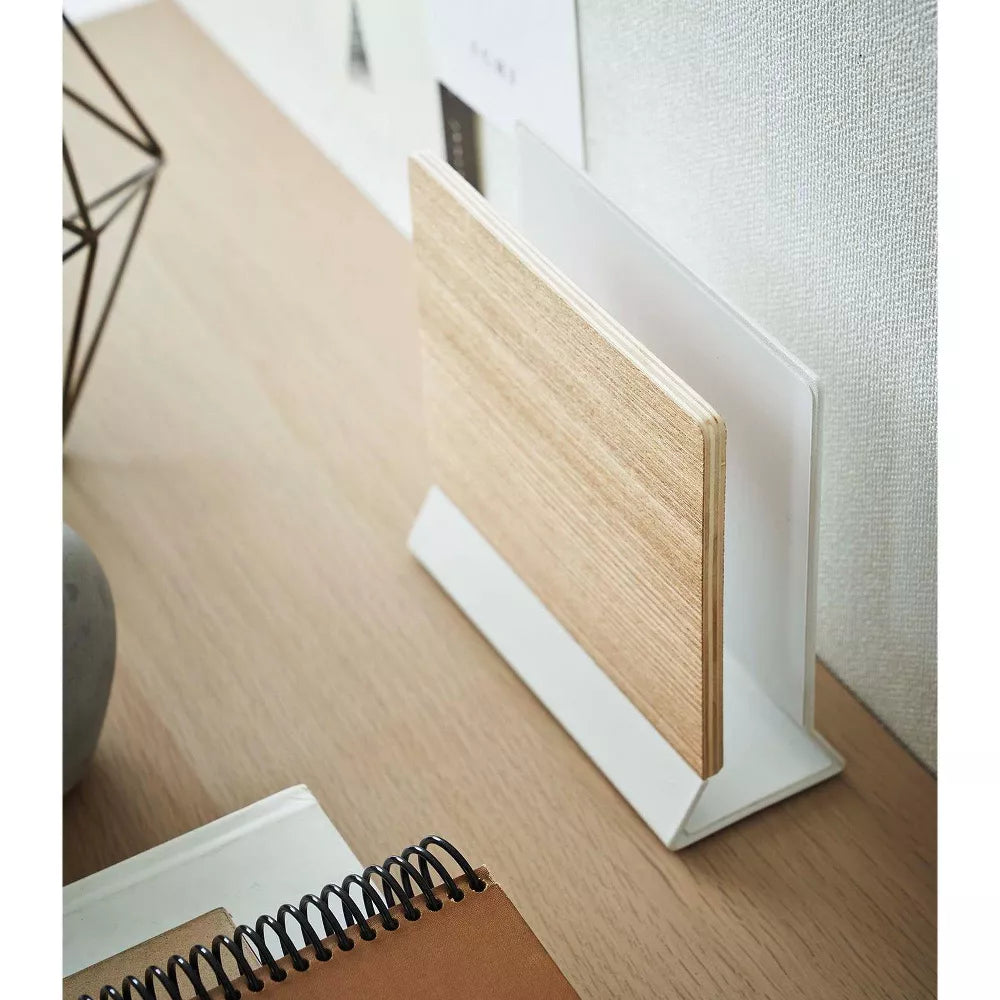 Wood & Steel Vertical Laptop Holder Stand